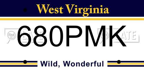 680PMK West Virginia License Plate