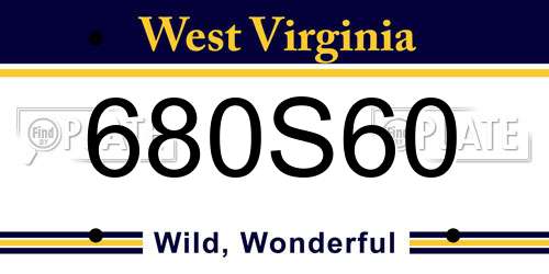 680S60 West Virginia License Plate