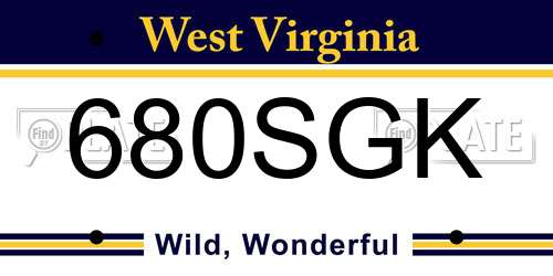680SGK West Virginia License Plate