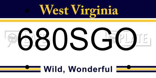 680SGO West Virginia License Plate