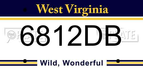 6812DB West Virginia License Plate