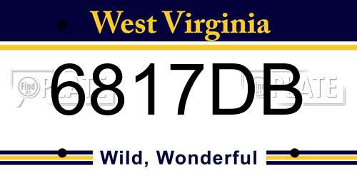 6817DB West Virginia License Plate