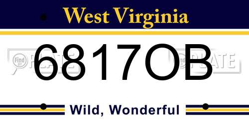 6817OB West Virginia License Plate