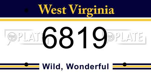 6819 West Virginia License Plate