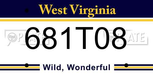 681T08 West Virginia License Plate