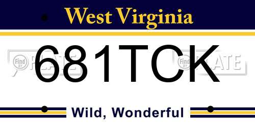 681TCK West Virginia License Plate