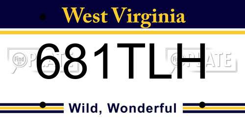 681TLH West Virginia License Plate