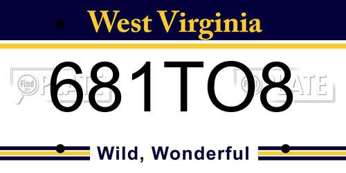 681TO8 West Virginia License Plate