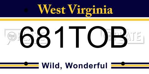 681TOB West Virginia License Plate