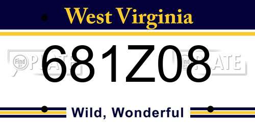 681Z08 West Virginia License Plate