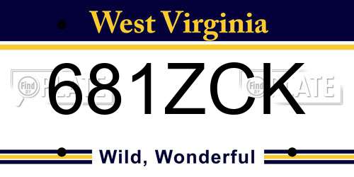 681ZCK West Virginia License Plate