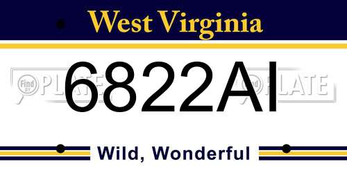 6822AI West Virginia License Plate