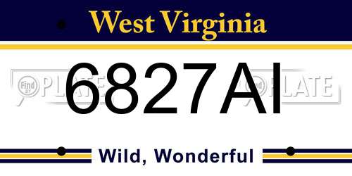 6827AI West Virginia License Plate