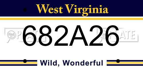 682A26 West Virginia License Plate