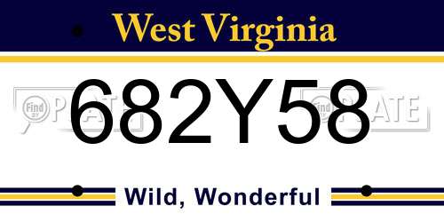 682Y58 West Virginia License Plate