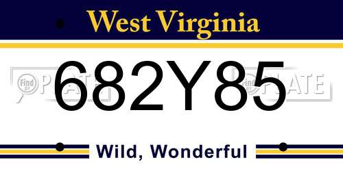 682Y85 West Virginia License Plate