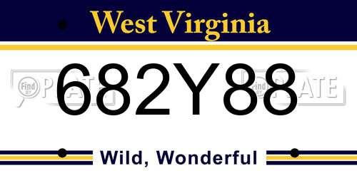 682Y88 West Virginia License Plate