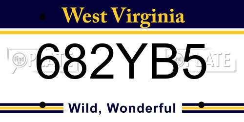 682YB5 West Virginia License Plate