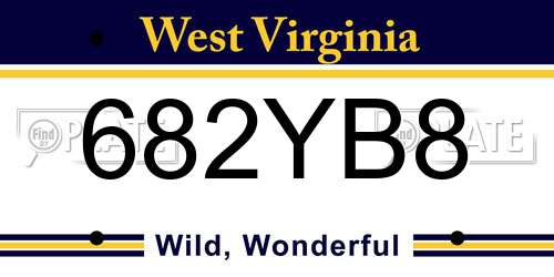 682YB8 West Virginia License Plate