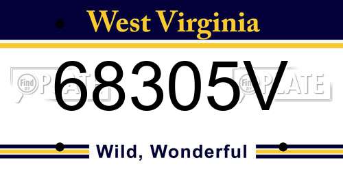 68305V West Virginia License Plate