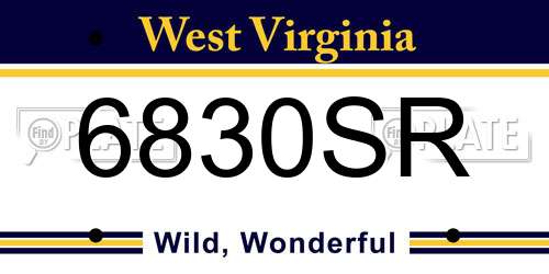 6830SR West Virginia License Plate