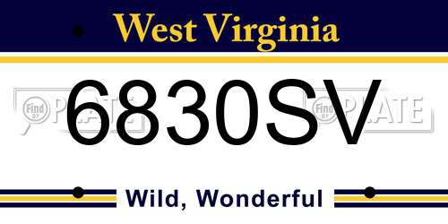 6830SV West Virginia License Plate