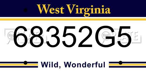 68352G5 West Virginia License Plate