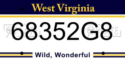 68352G8 West Virginia License Plate