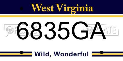 6835GA West Virginia License Plate