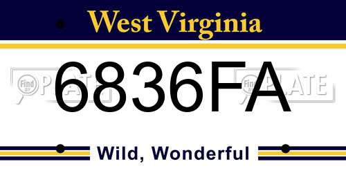 6836FA West Virginia License Plate