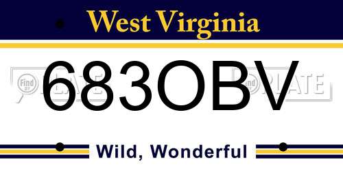 683OBV West Virginia License Plate