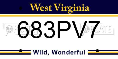 683PV7 West Virginia License Plate