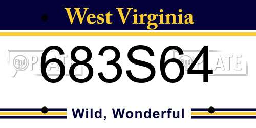 683S64 West Virginia License Plate