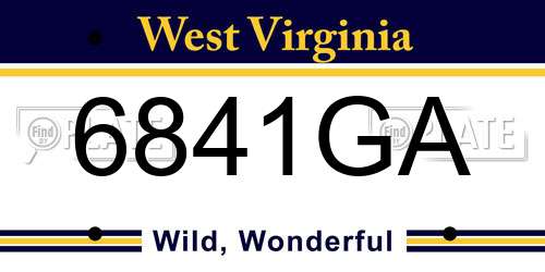 6841GA West Virginia License Plate