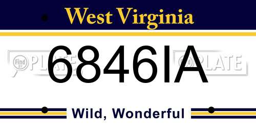 6846IA West Virginia License Plate