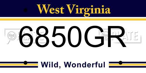 6850GR West Virginia License Plate