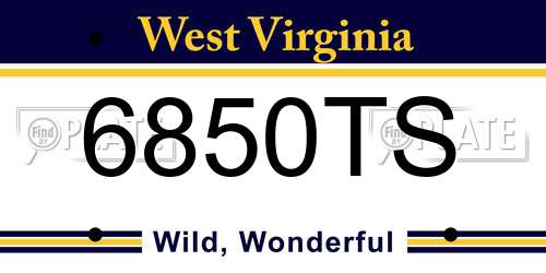 6850TS West Virginia License Plate