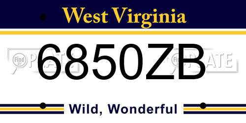 6850ZB West Virginia License Plate