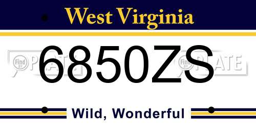 6850ZS West Virginia License Plate