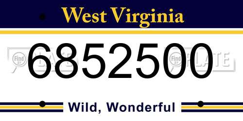 6852500 West Virginia License Plate