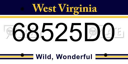 68525D0 West Virginia License Plate