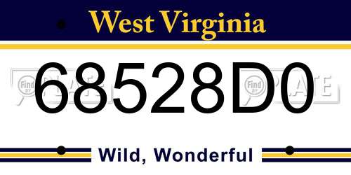68528D0 West Virginia License Plate