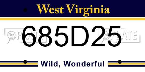 685D25 West Virginia License Plate