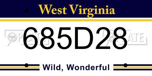 685D28 West Virginia License Plate