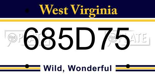 685D75 West Virginia License Plate