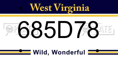 685D78 West Virginia License Plate