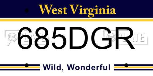 685DGR West Virginia License Plate