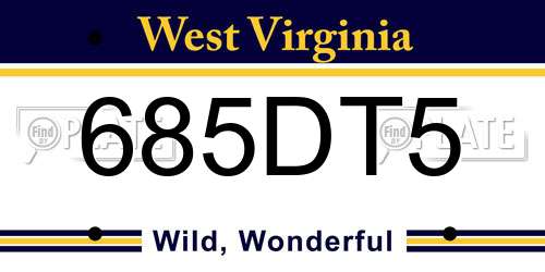 685DT5 West Virginia License Plate