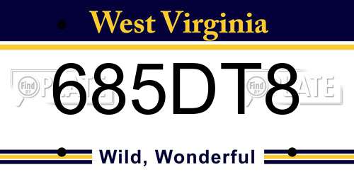 685DT8 West Virginia License Plate