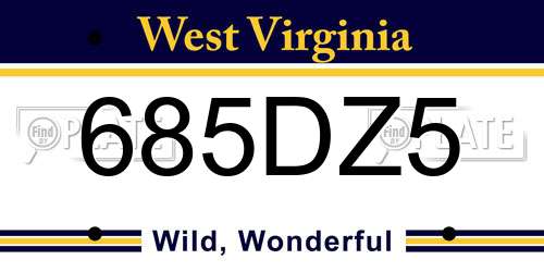 685DZ5 West Virginia License Plate
